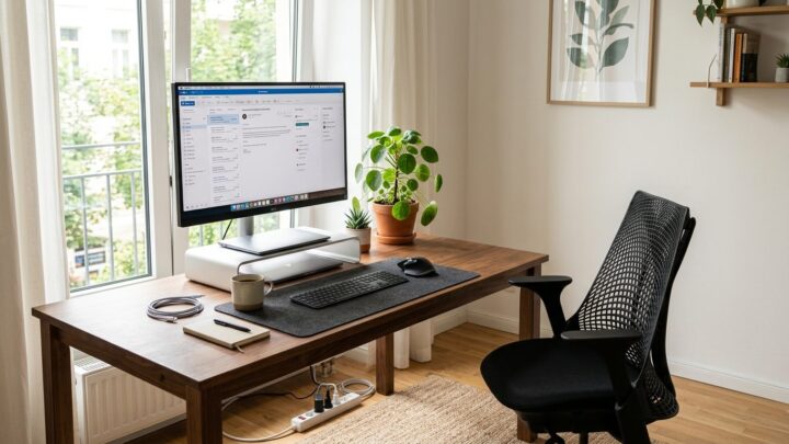 Arbejdsskrivebord hjemme: Møbler og setup